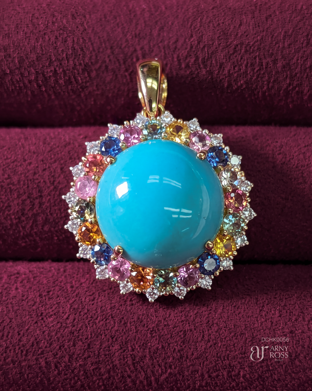 Turquoise Pendant with Multi-Color Sapphire