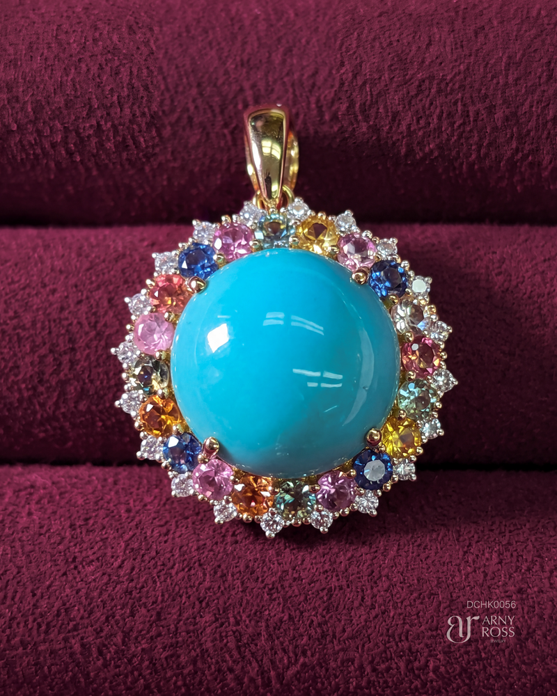 Turquoise Pendant with Multi-Color Sapphire