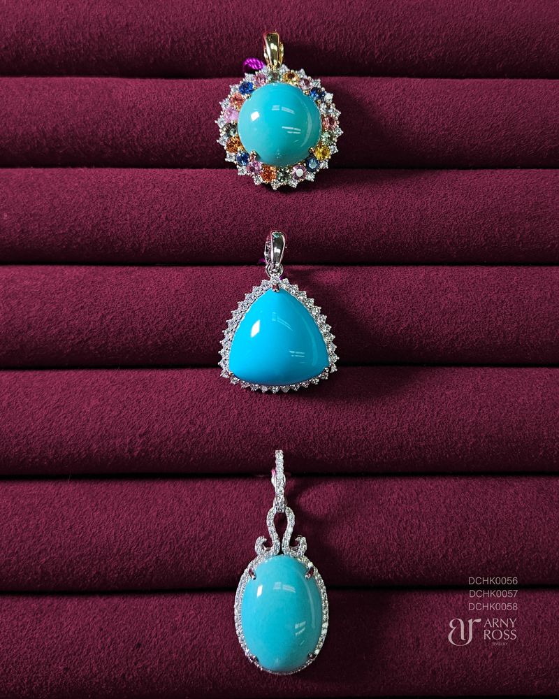 Trillion Cut Turquoise Pendant with Diamonds
