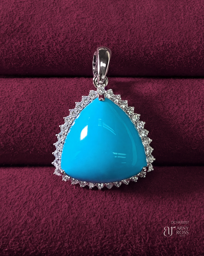 Trillion Cut Turquoise Pendant with Diamonds