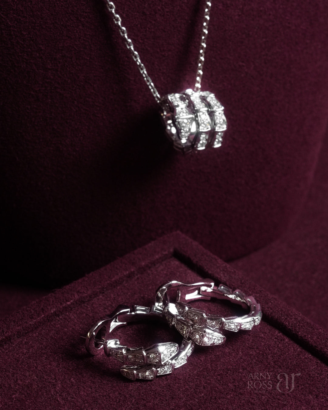 Serpenti Full Diamond Necklace & Earrings