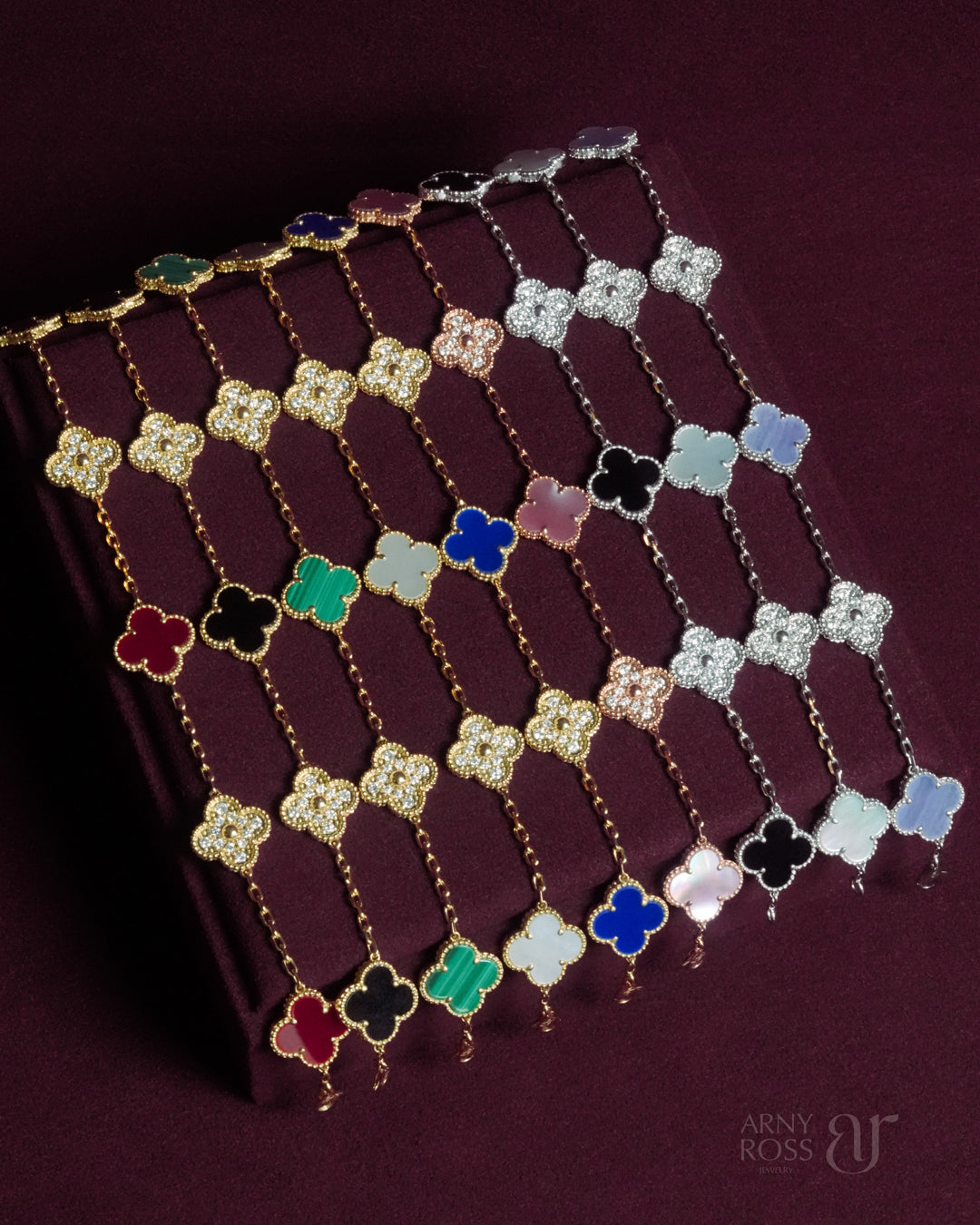 5 Motif Bracelet with Alternating Diamonds