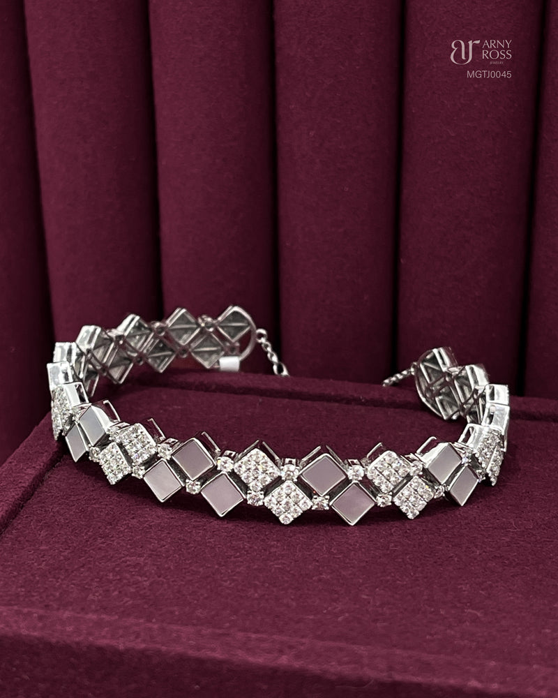Mother of Pearl Diamond Bangle