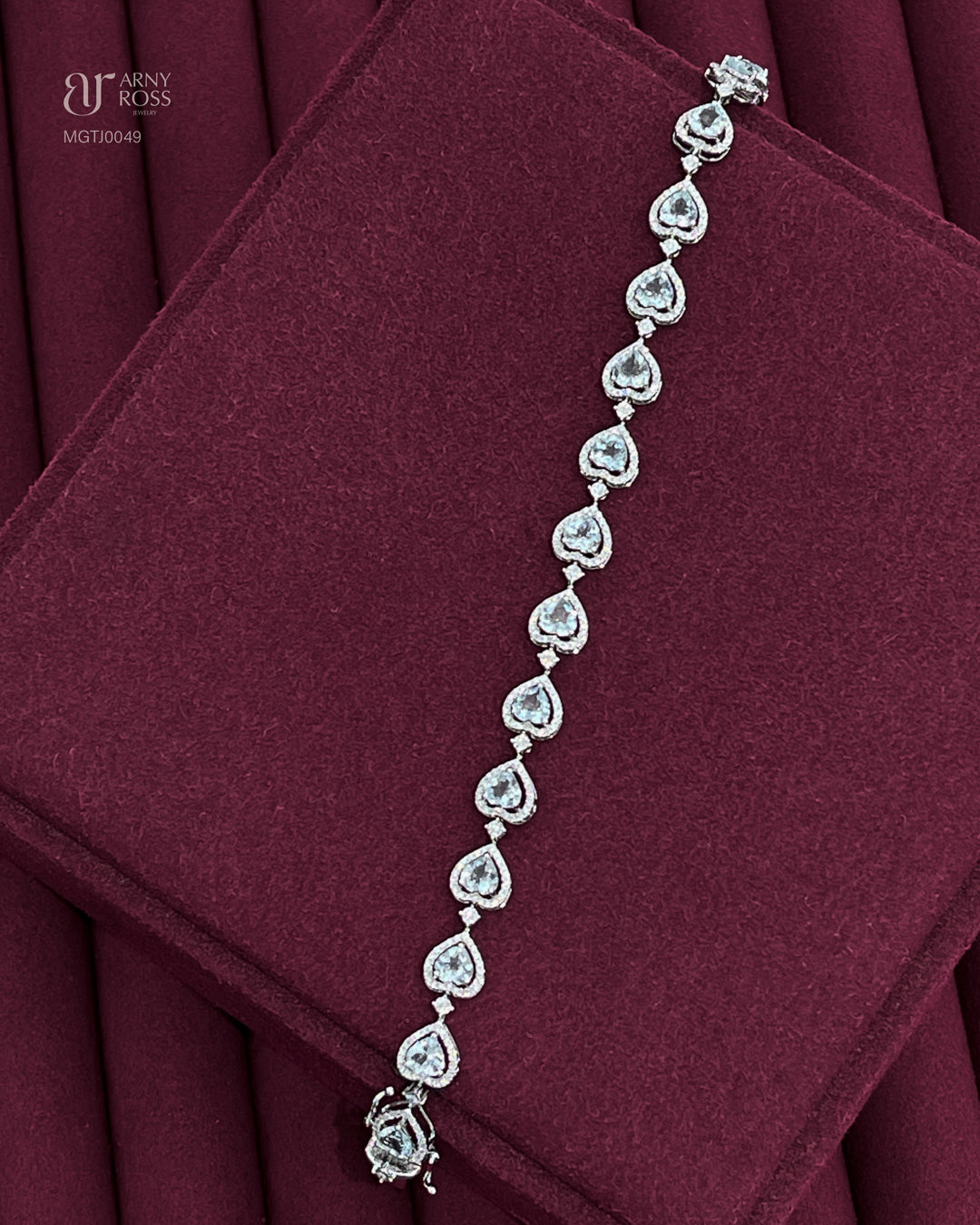 Heart Aquamarine Tennis Diamond Bracelet