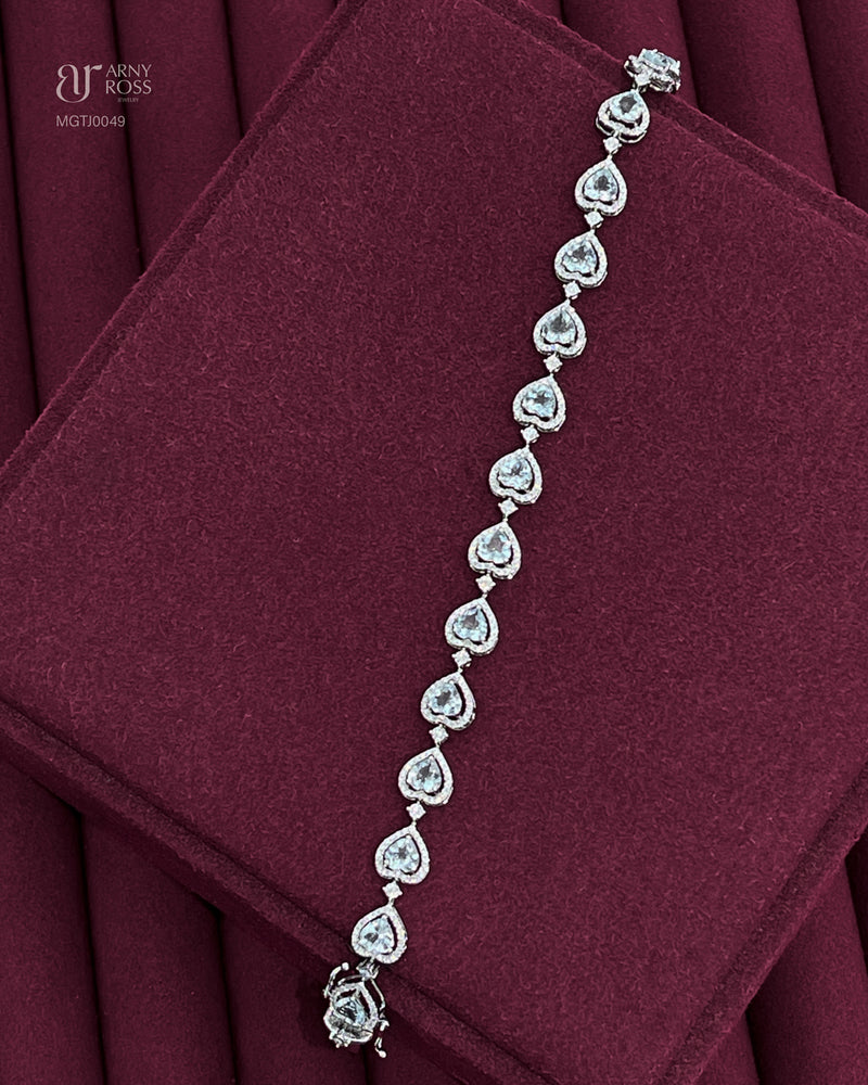 Heart Aquamarine Tennis Diamond Bracelet