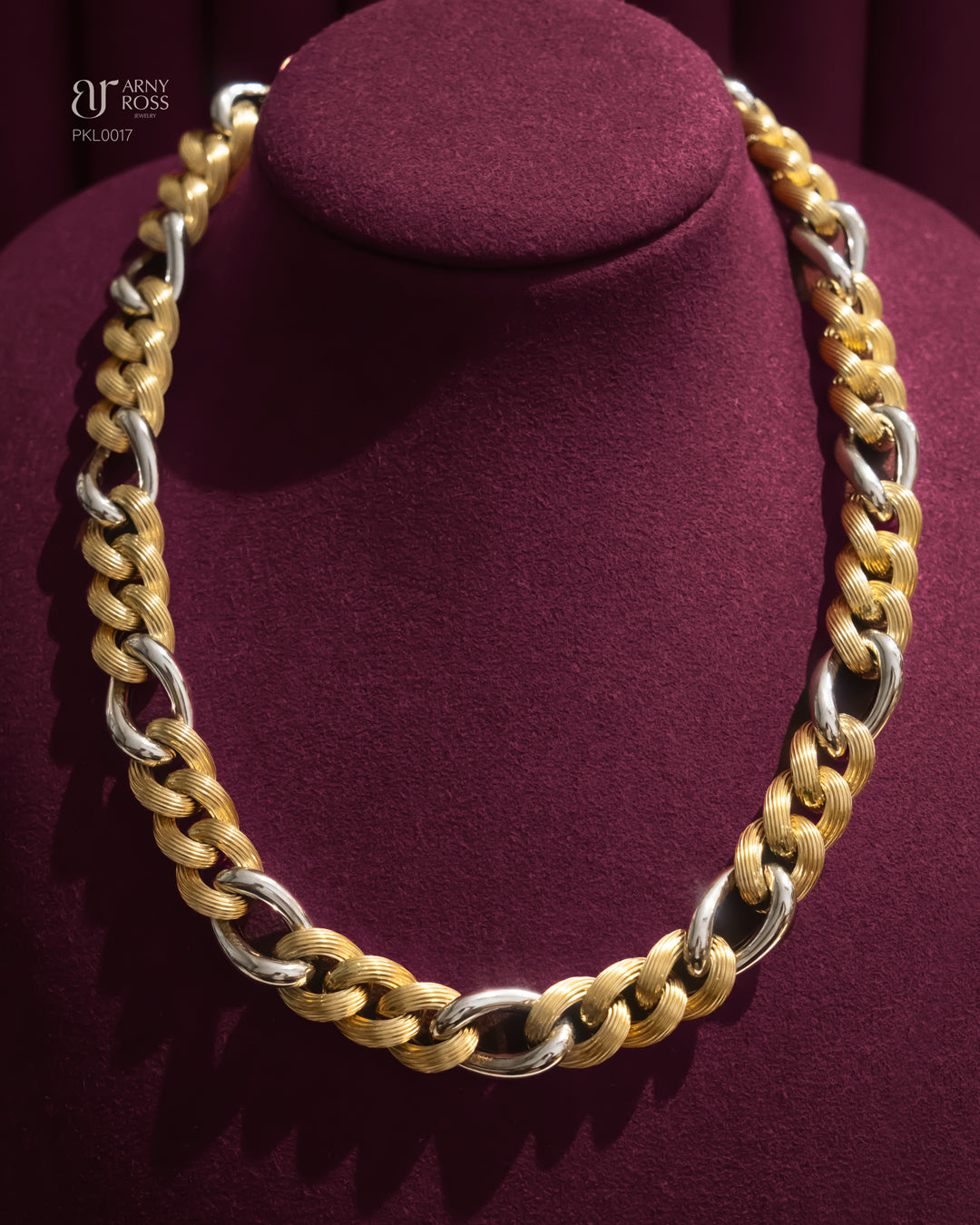 Two-Tone Textured Chain Necklace