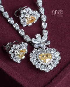 Heart Shaped Yellow Diamond & White Diamond Ring