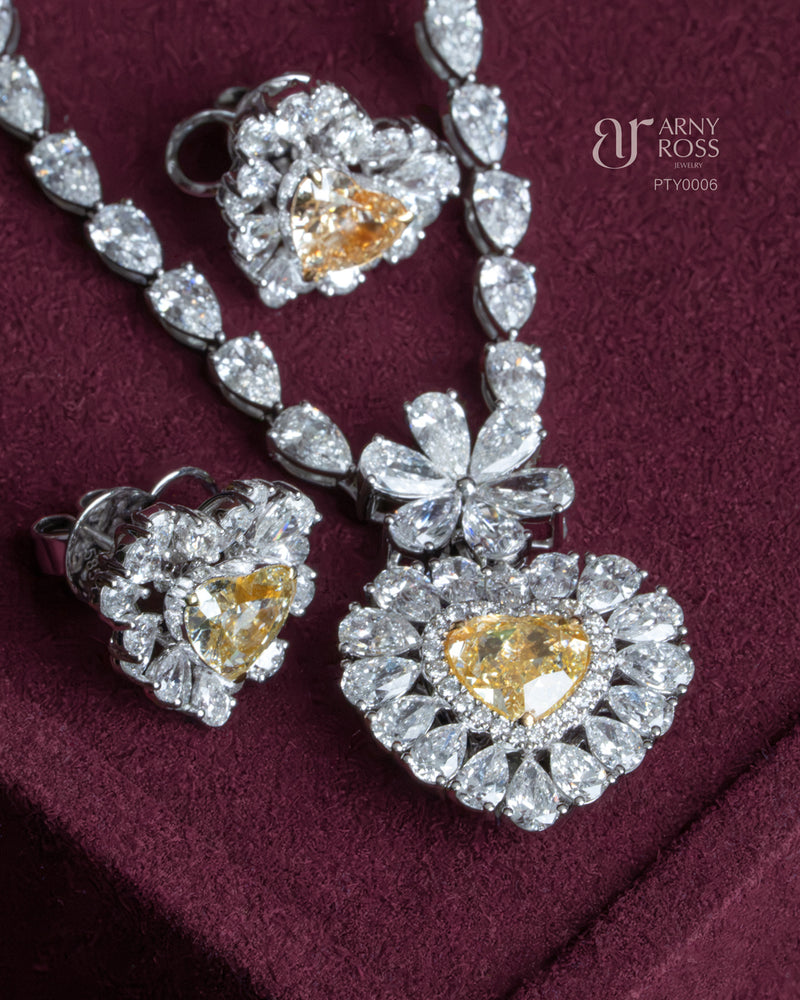 Heart Shaped Yellow Diamond & White Diamond Ring
