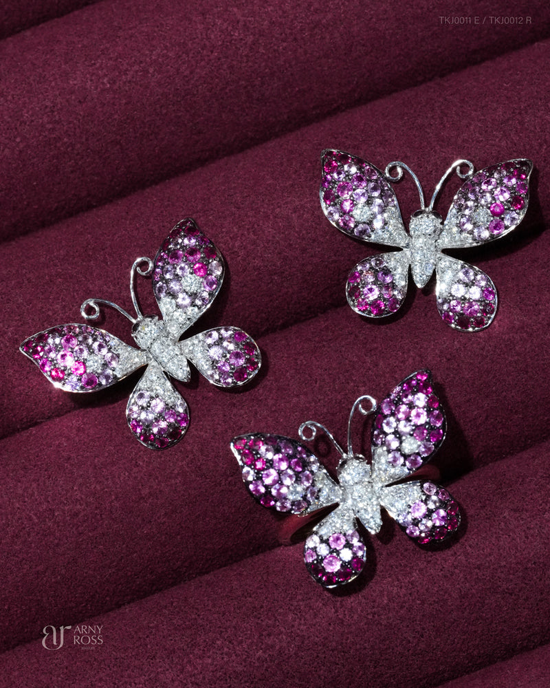 Butterfly Ruby Earrings & Ring