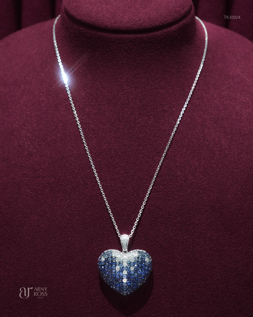 Heart Blue Sapphire and Diamond Necklace