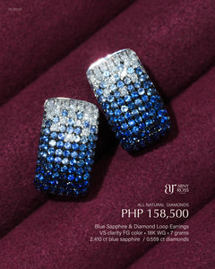 Blue Sapphire & Diamond Loop Earrings