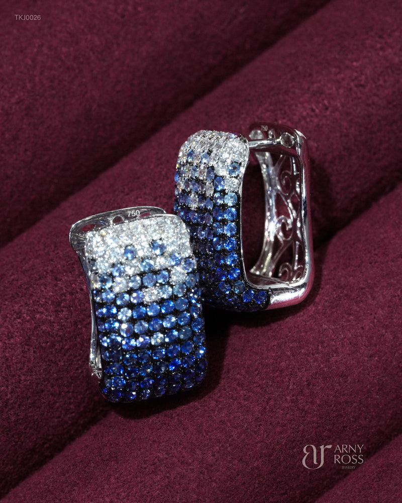 Blue Sapphire & Diamond Loop Earrings