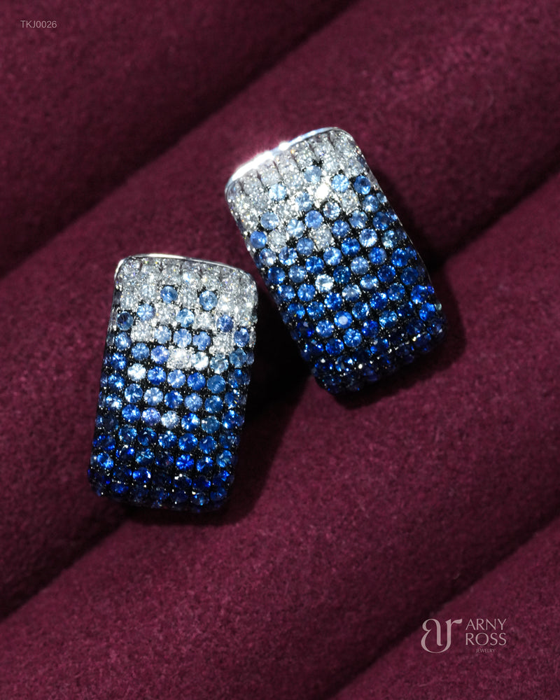 Blue Sapphire & Diamond Loop Earrings