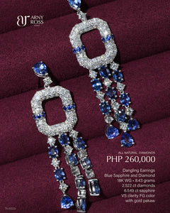Blue Sapphire and Diamond Dangling Earrings