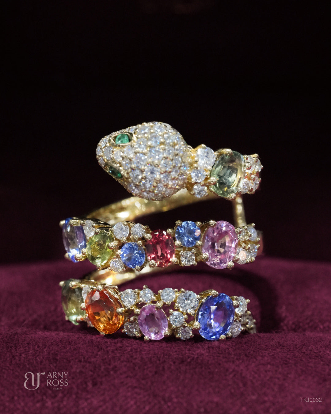 Serpenti Style Multi-Sapphire Ring