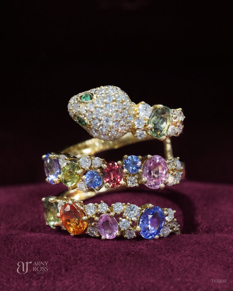 Serpenti Style Multi-Sapphire Ring