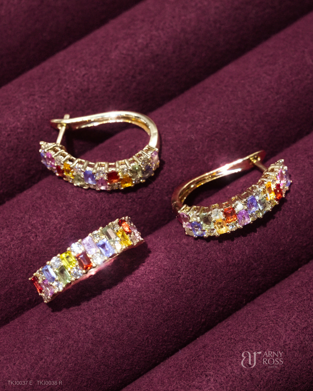 Multi-Color Sapphire Ring/Earrings with Diamonds
