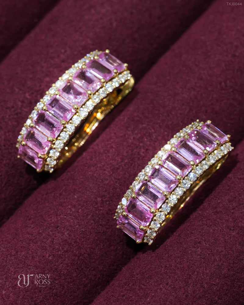 Pink Sapphire Loop Earrings