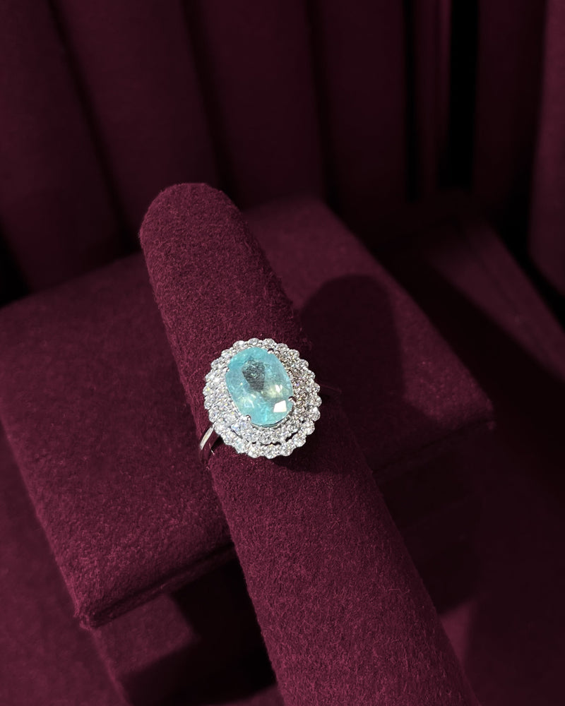 Oval Paraiba Ring with Diamonds