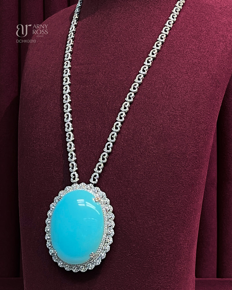 Oval Turquoise Diamond Necklace