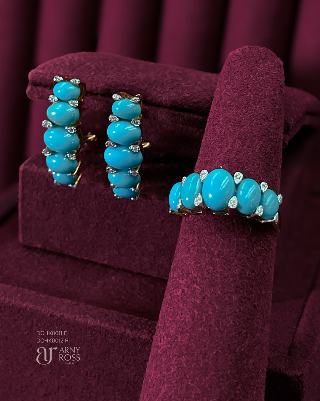 5-Oval Turquoise Ring & Earrings
