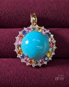 Turquoise Pendant with Multi-Color Sapphire
