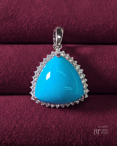 Trillion Cut Turquoise Pendant with Diamonds