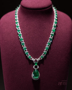 Pear Emerald & Diamond Necklace