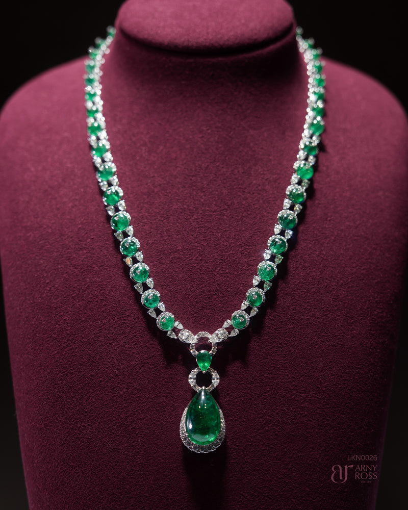 Pear Emerald & Diamond Necklace