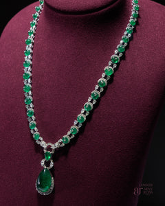 Pear Emerald & Diamond Necklace
