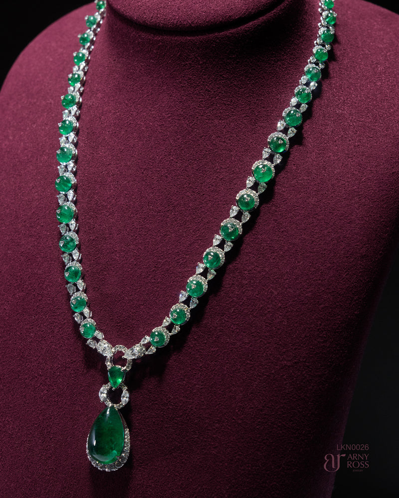 Pear Emerald & Diamond Necklace