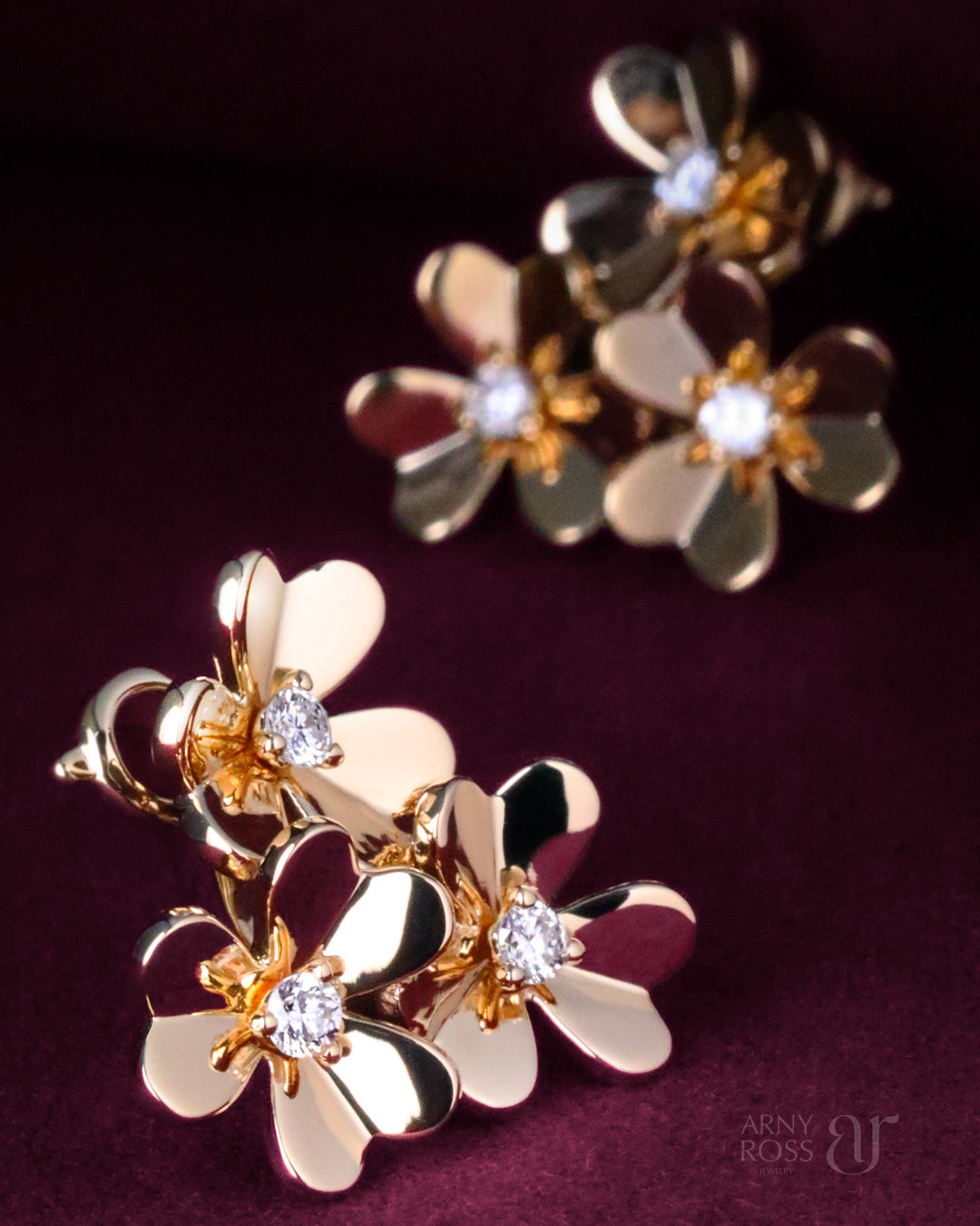 Flower Earrings with Diamonds