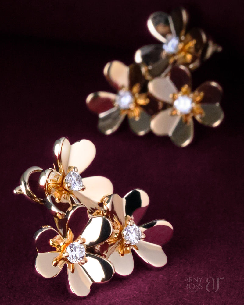 Flower Earrings with Diamonds
