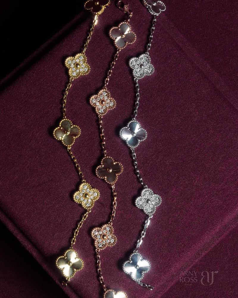 5 Motif Guilloche Bracelet with Diamonds