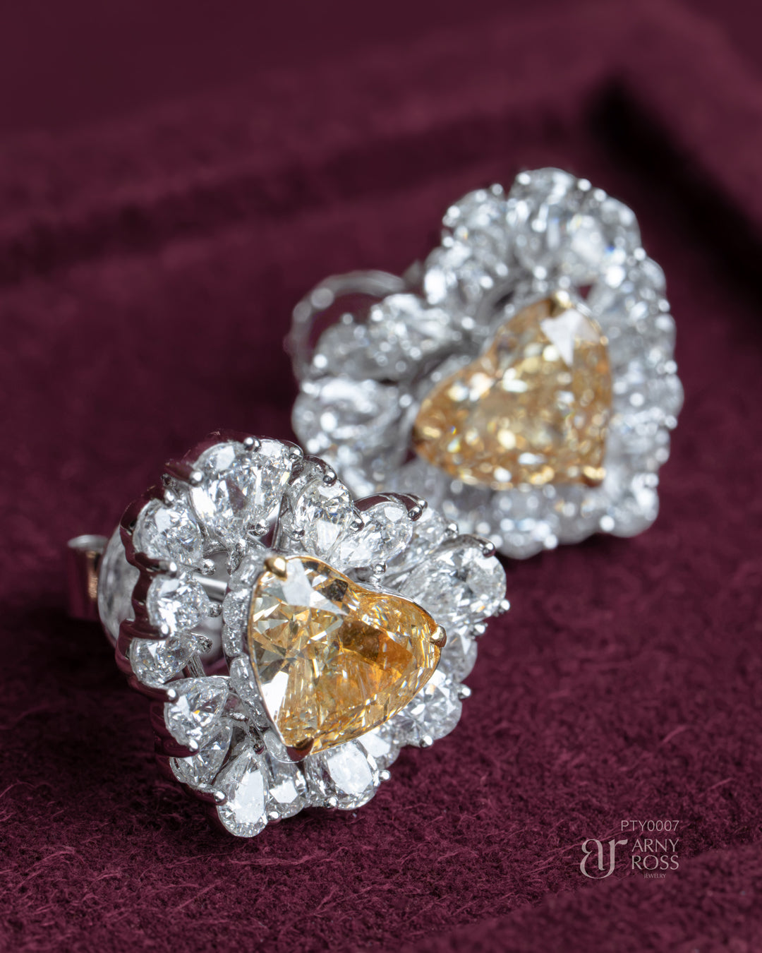 Heart Shaped Yellow Diamond & White Diamond Ring