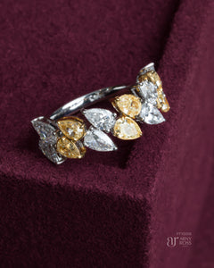 Pear Shaped Yellow Diamond & White Diamond Ring