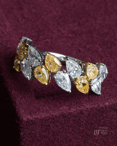 Pear Shaped Yellow Diamond & White Diamond Ring
