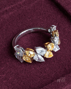 Pear Shaped Yellow Diamond & White Diamond Ring