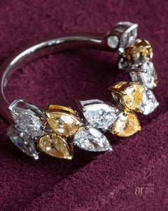 Pear Shaped Yellow Diamond & White Diamond Ring