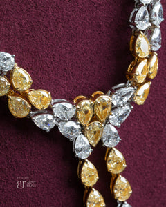 Pear Shaped Yellow Diamond & White Diamond Necklace