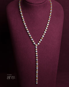 Alternating Heart Yellow & White Diamond Necklace