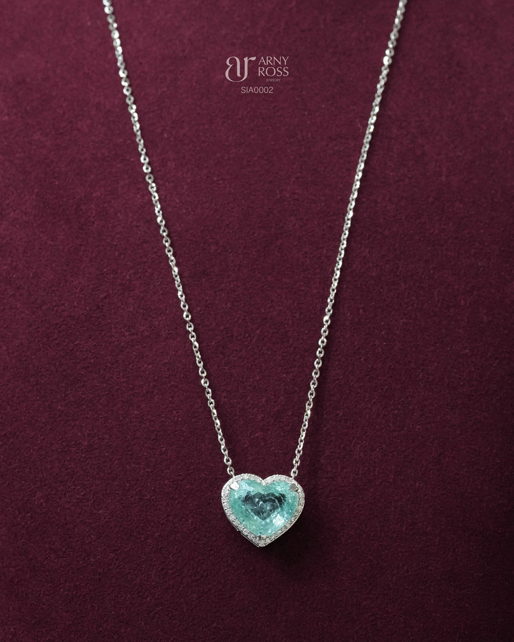 Heart Paraiba Necklace with Diamond Halo