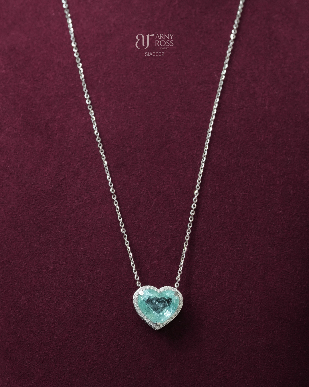 Heart Paraiba Necklace with Diamond Halo