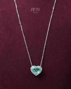 Heart Paraiba Necklace with Diamond Halo