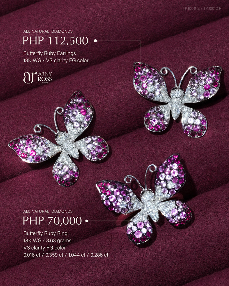 Butterfly Ruby Earrings & Ring