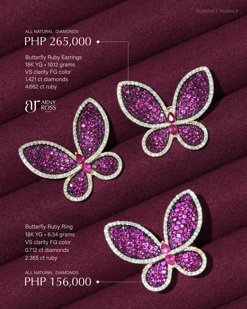 Butterfly Ruby Earrings & Ring