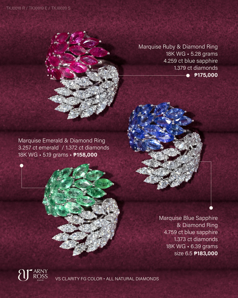 Marquise Colored Gem Stone & Diamond Ring