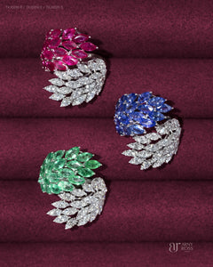 Marquise Colored Gem Stone & Diamond Ring