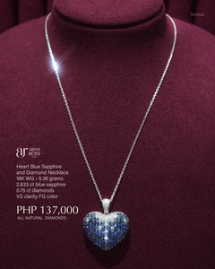 Heart Blue Sapphire and Diamond Necklace