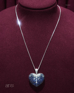 Heart Blue Sapphire and Diamond Necklace